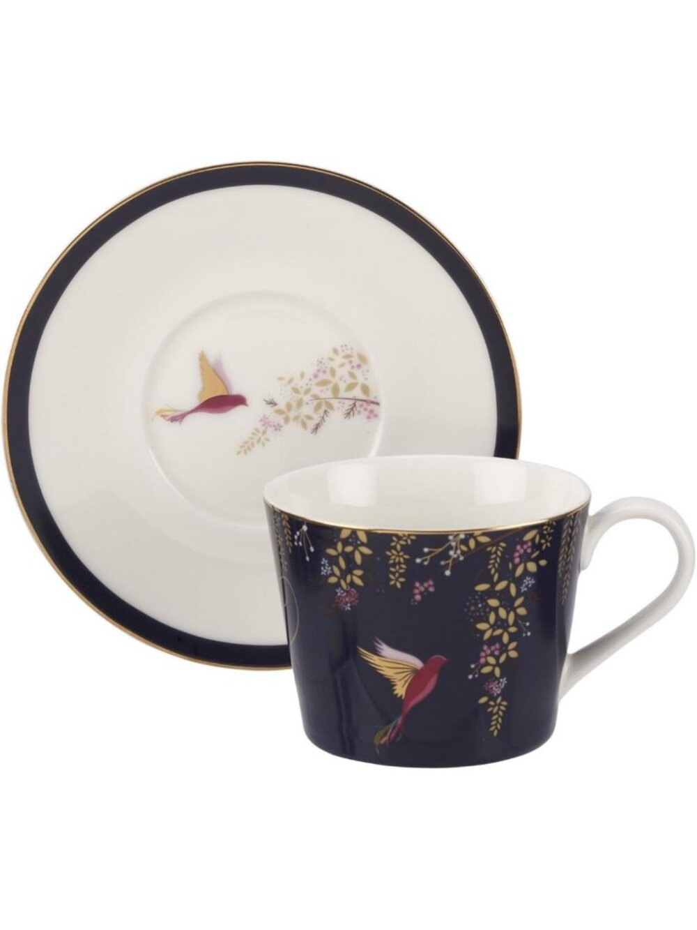 Elegant Navy Tea Cups & Saucers Set of 2 - Perfect for Tea Lovers & Gifts